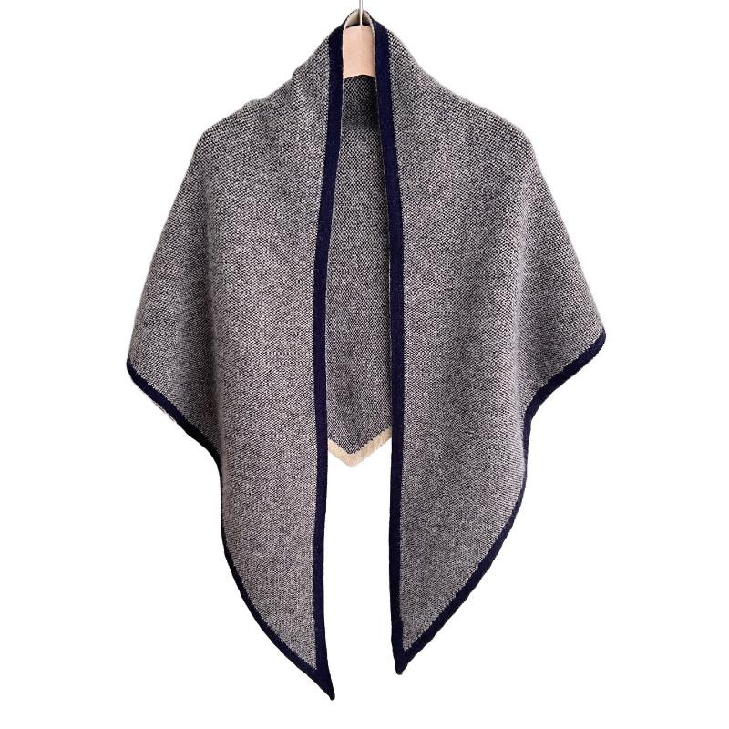 Korean Vintage Knit Solid Thick Triangle Scarf For Women Winter Warm Versatile Shawl