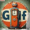 Planetjuice Wall Art Vintage Gulf Gas Pump Metal Sign Retro Wall Art Aluminum Decor