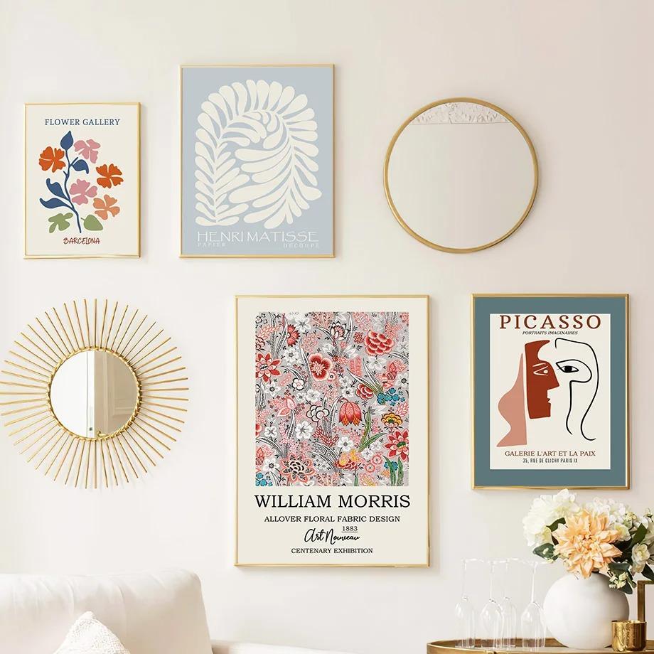 Nordische Retro Ästhetik Heimdekoration Wandkunst Blume Leinwand Ölgemälde