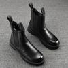 Korean Style Mens Chelsea Boots Black White Casual Shoes Stage Nightclub High Motorcycle Boot Original Leather Platform Botas