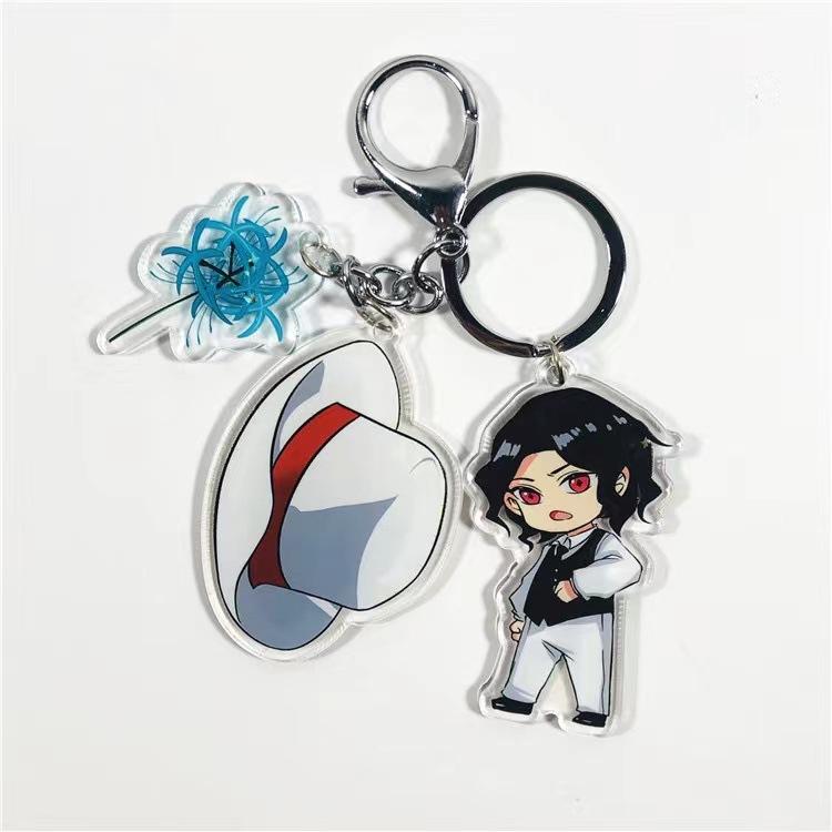 Demon Slayer Keychain Acrylic Charm with Sword Tanjiro Zenitsu Nezuko Anime Cosplay Accessories