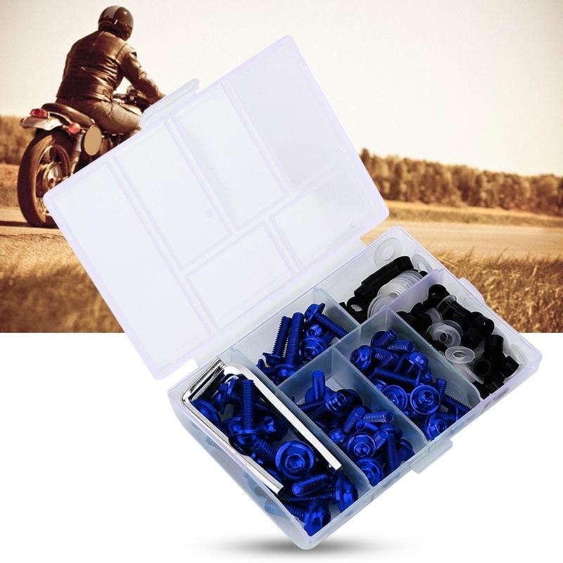 158Pcs/Set Universal Fairing Bolts Gasket Wrench Kit Motorcycle AccessoryBlue