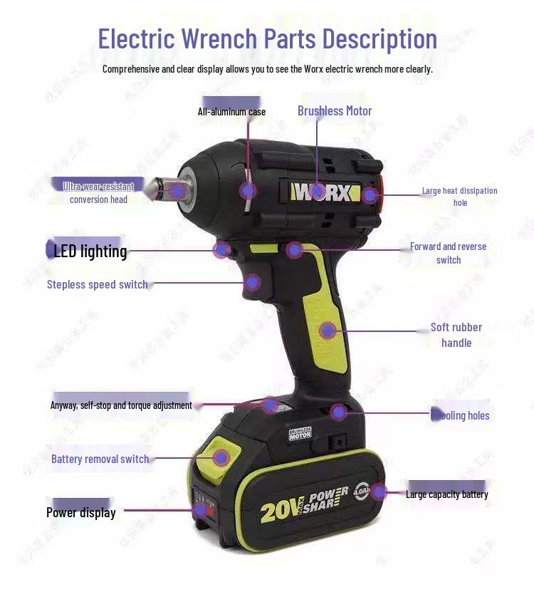 Weike WU279 Brushless Electric Scaffolder Impact Wrench with Rechargeable Lithium Battery