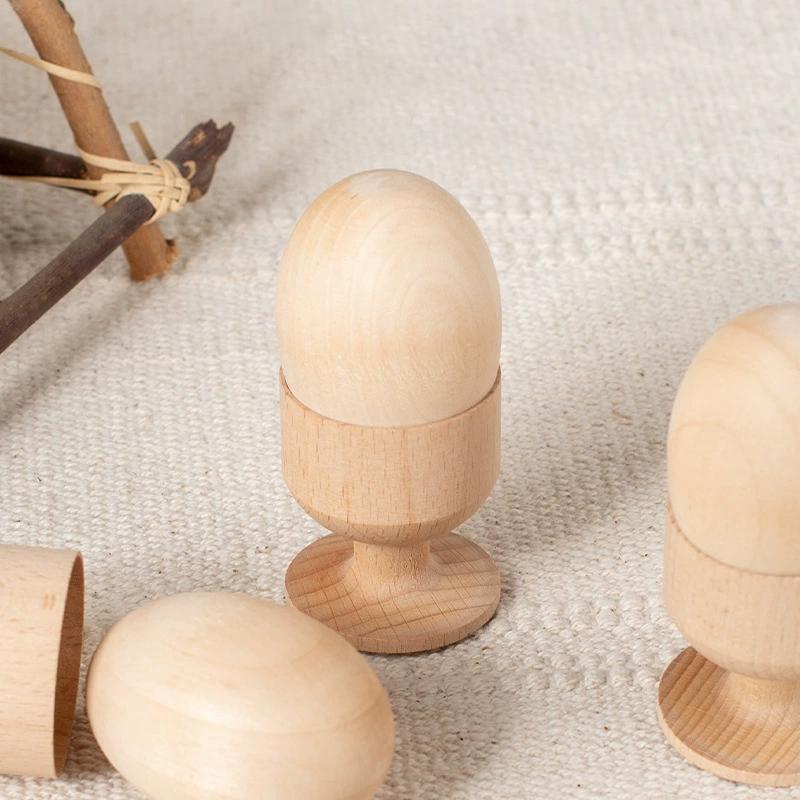 10PCS Wooden Easter Eggs Creative Imitation Eggs for DIY Easter Decoration Basket Fillers Children Graffiti Toys Easter Ornament
