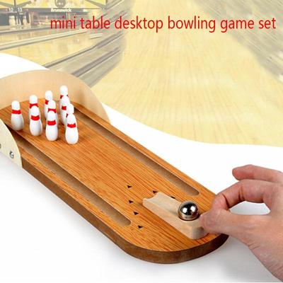 1 PC Wooden Mini Desktop Bowling Game Toy Set Fun Indoor Parent-Child Interactive Table Game Bowling Developmental Toy