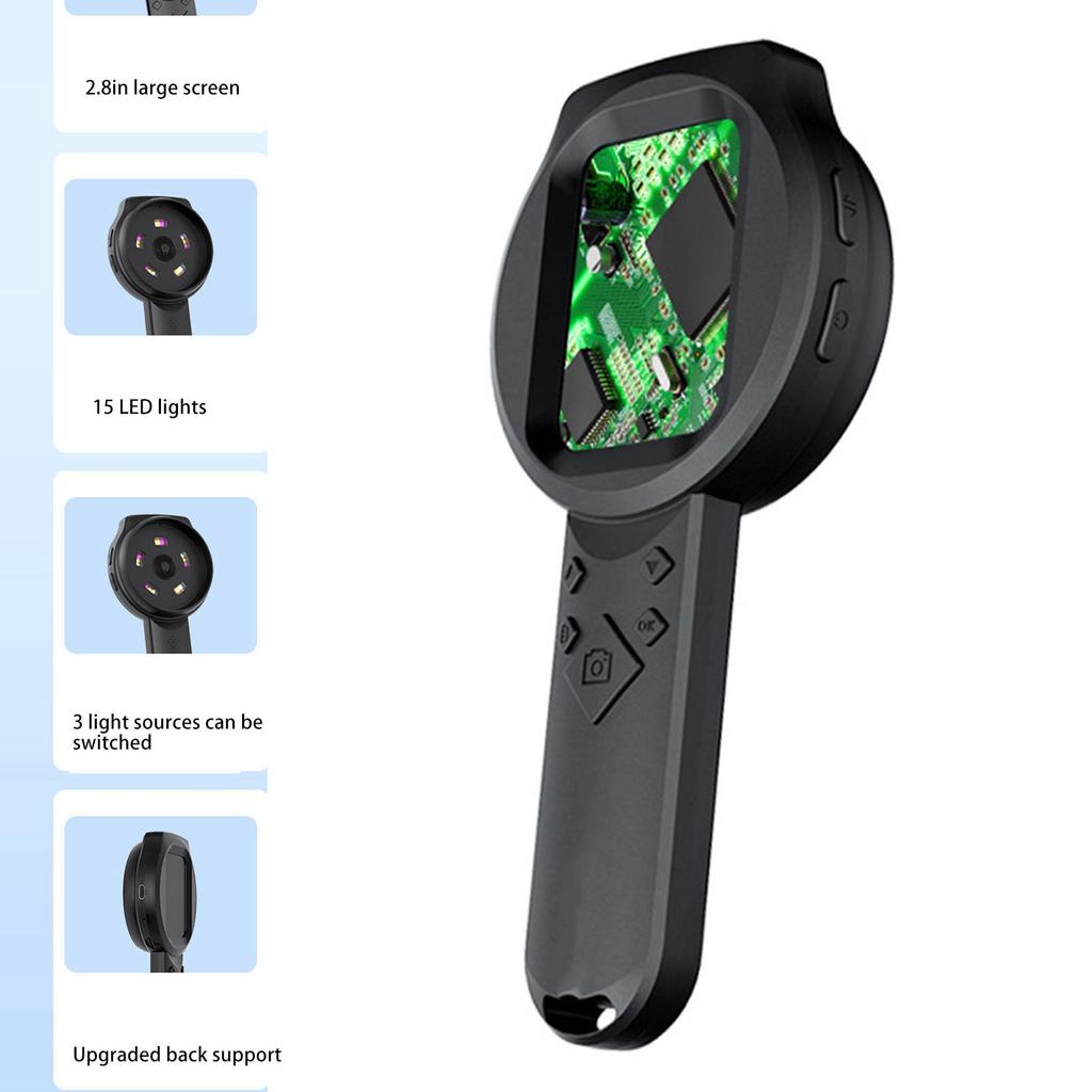 Handheld Digital Magnifier 2.8in IPS Screen Portable 2MP 1000X Magnifying Glass with Light 4 Zoom Buttons 12 Languages