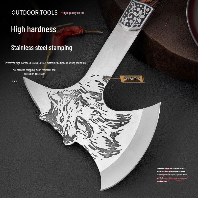 Multipurpose Wolf Head Outdoor Axe for Chopping, Logging, and Fire Tasks