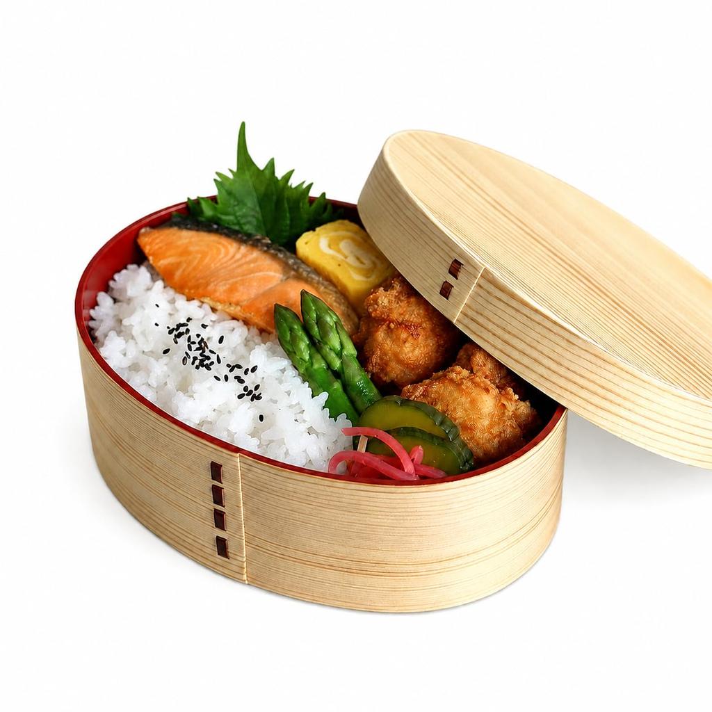 Yamaga Lacquerware Shop Magewappa Bento Made In Kishu Natural Single Oval Red with Box, 700ml, Japan, Lacquerware, Cedar, Layer, Shape, Interior,