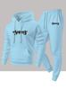 Men's fashionable casual two-piece set, new fleece-lined personalized letter print hooded shirt, sweatshirt and pants set