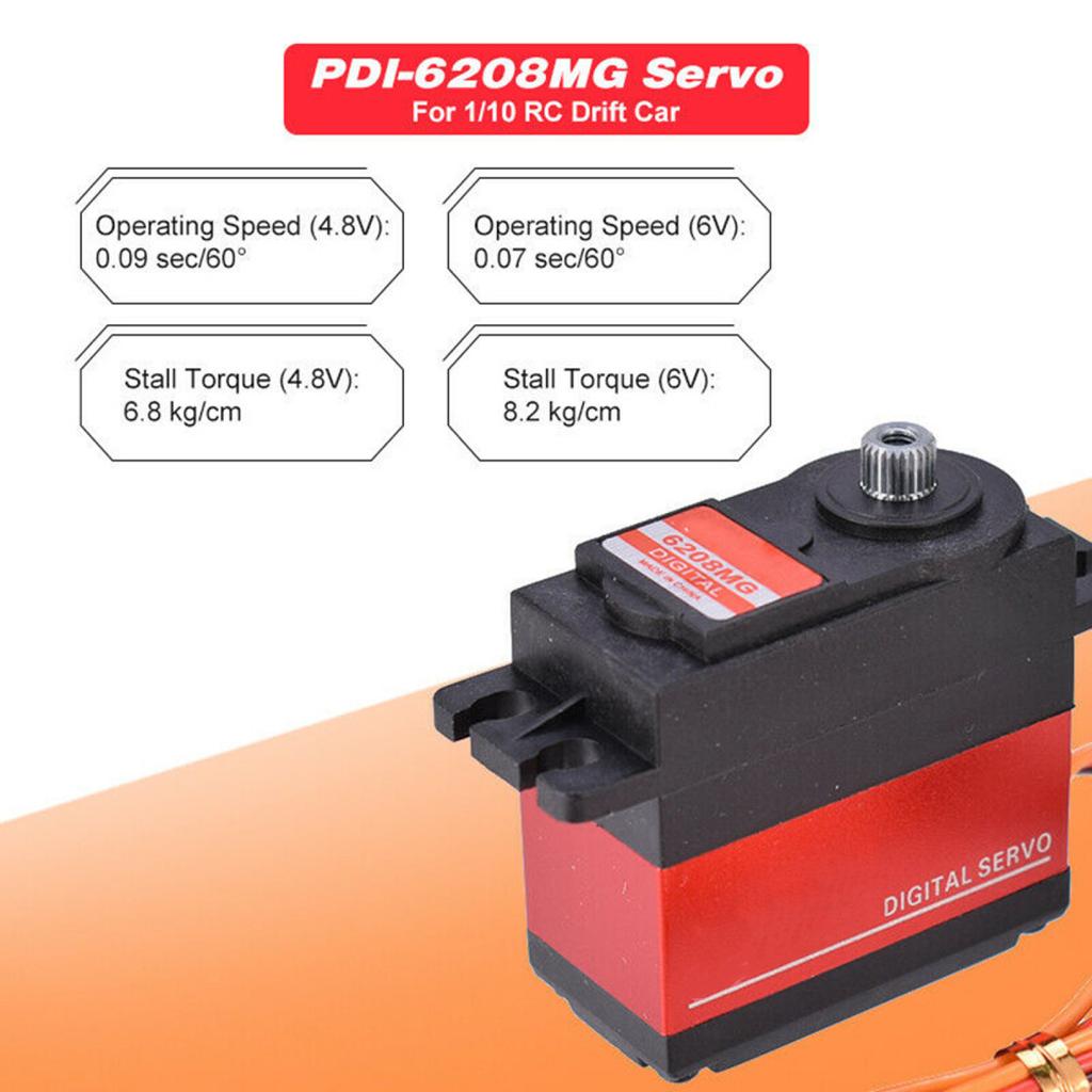 JX PDI-6208MG 8KG Large Torque Digital Metal Gear Coreless Servo For 1/10 Car Crawler Buggy RC Models Helicopter