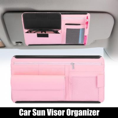 Pink Car Sun Visor Organizer Sunglasses Case Storage Pocket for SUV RV Truck