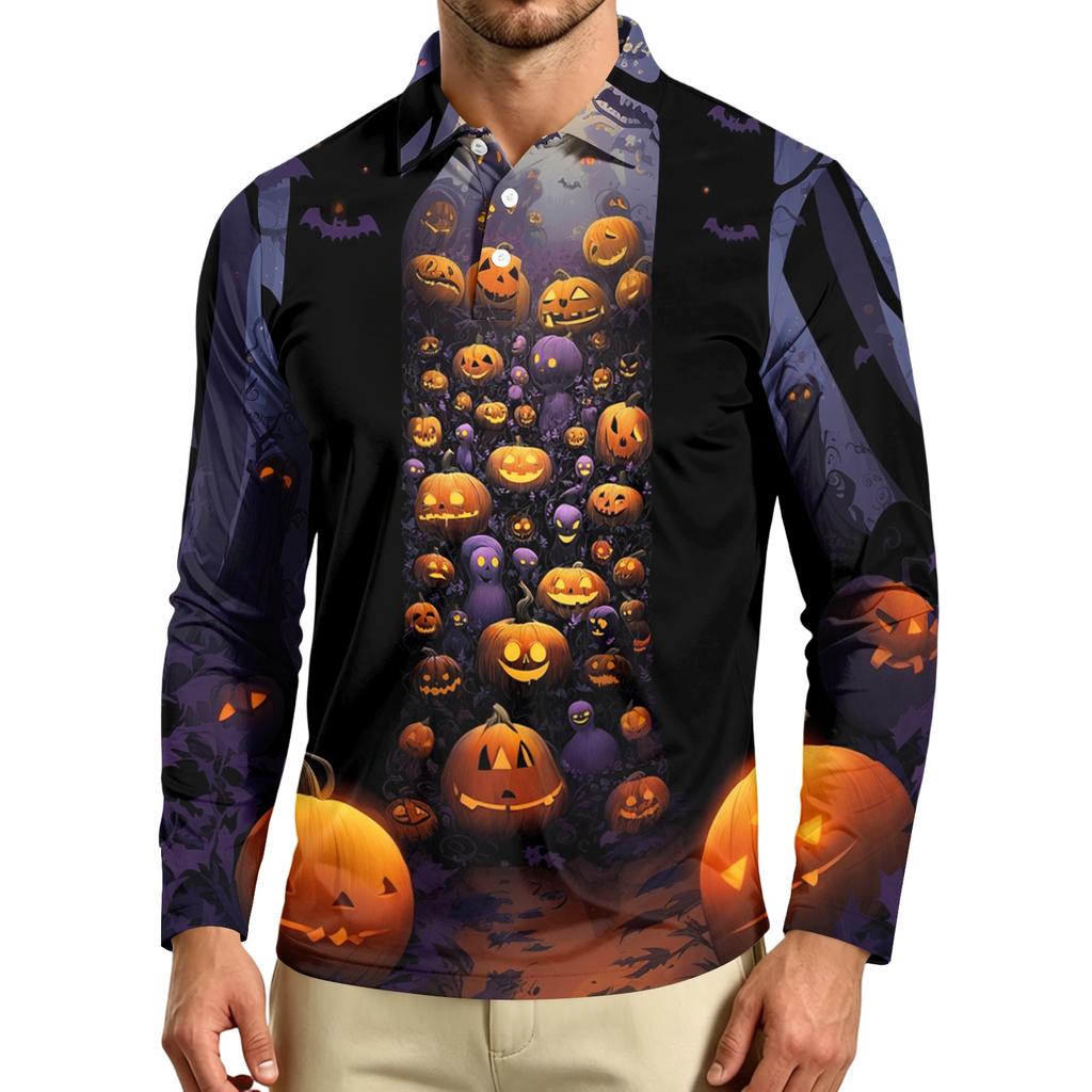 Men's Long Sleeve Printed T-Shirt Casual Neck Top for Everyday Wear