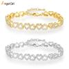 Sparkling Heart-shaped Cubic Zirconia Adjustable Brass Bracelet for Women Trendy Minimalist Elegant Dainty Fashion Platinum/Gold