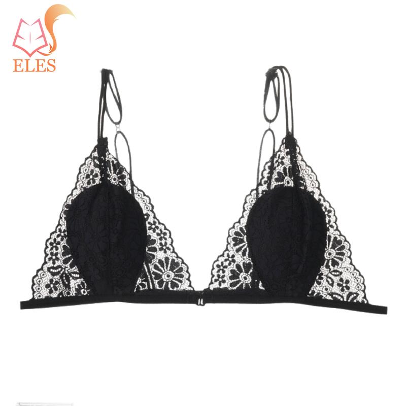 

Ультратонкий кружевной бюстгальтер на пуговицах спереди, французская треугольная чашка, для маленькой груди, без косточек, чистое желание, тонкие бретели, красивая спина XL чёрный