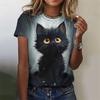 Cute Women's Round Neck Printed 3D T-shirt with Animal Fun T-shirt