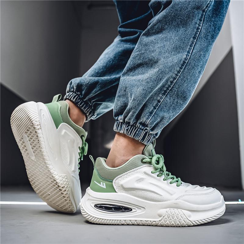 Warrior Casual Fashion Versatile Daily Commuting High Wrap Durability Lightweight Non-Slip Low-Top Dad Shoes Men Sneaker White Green WXY(S)-4681N01