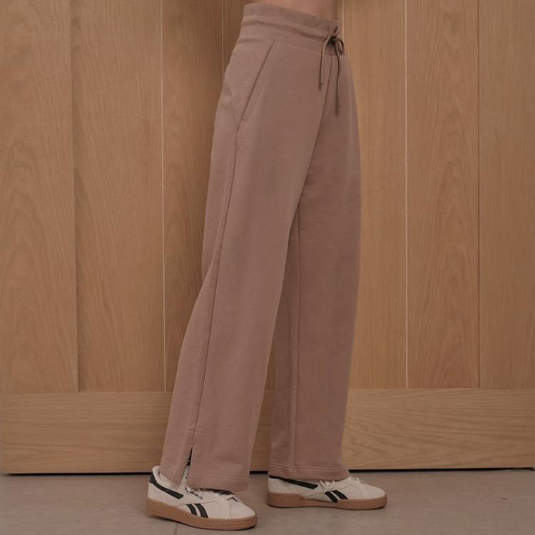 Reebok Jednobarevné pletené sportovní kalhoty s vysokým pasem a širokými nohavicemi Dámské spodky Červenohnědé 23FRC656WGR1