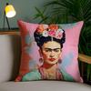 Housse de coussin Art Peinture F-Fridas Peluche Courte Douce Impression Double Face Décoration Intérieure Housse de Coussin Lavable en Machine Cadeau