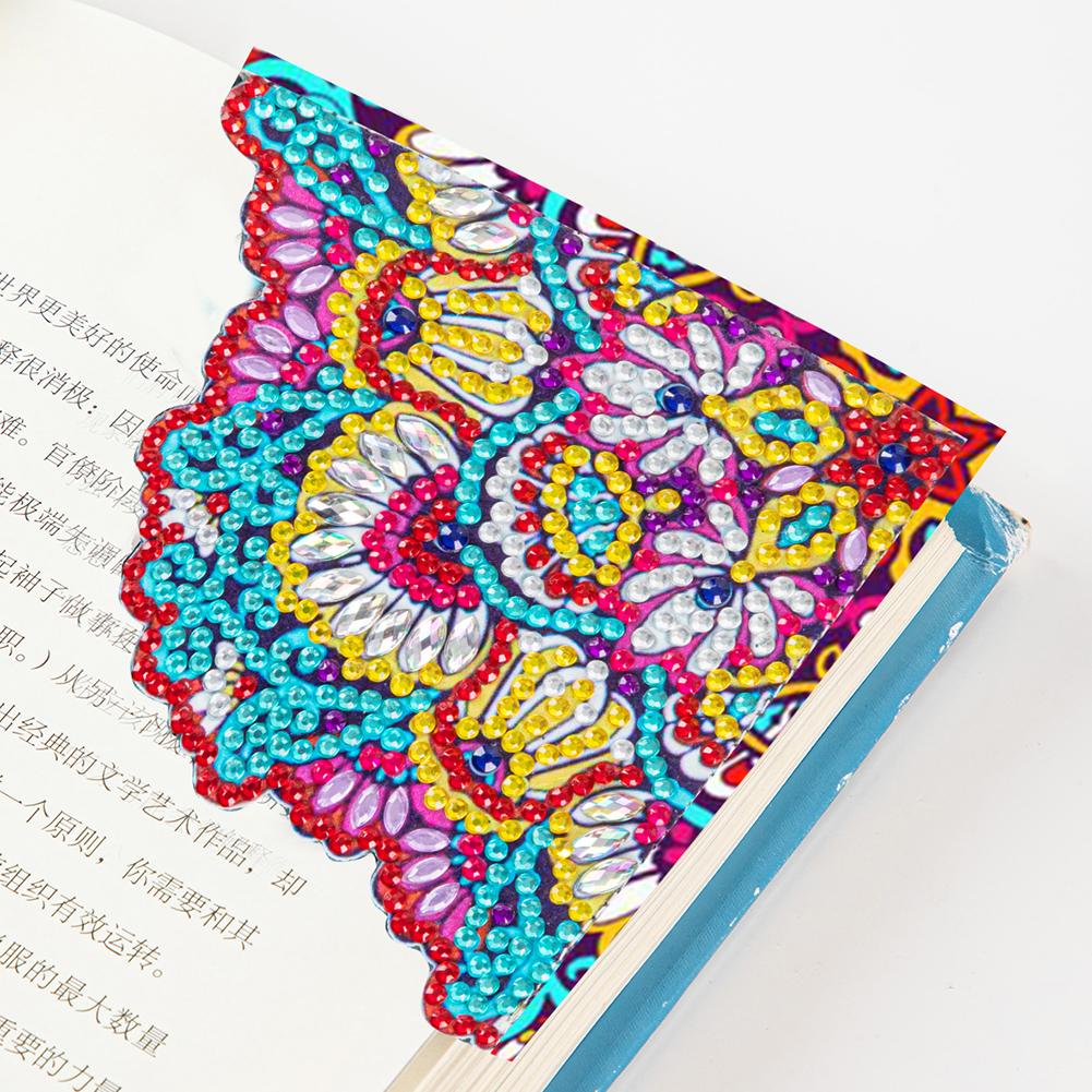 DIY Corner Bookmark Handmade 5D Diamond Painting Bookmarks Triangle Mandala Flower Art Craft for Book Lovers Gifts