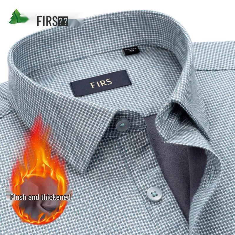 FIRS Men's Integrated Fleece Warm Cotton Shirt