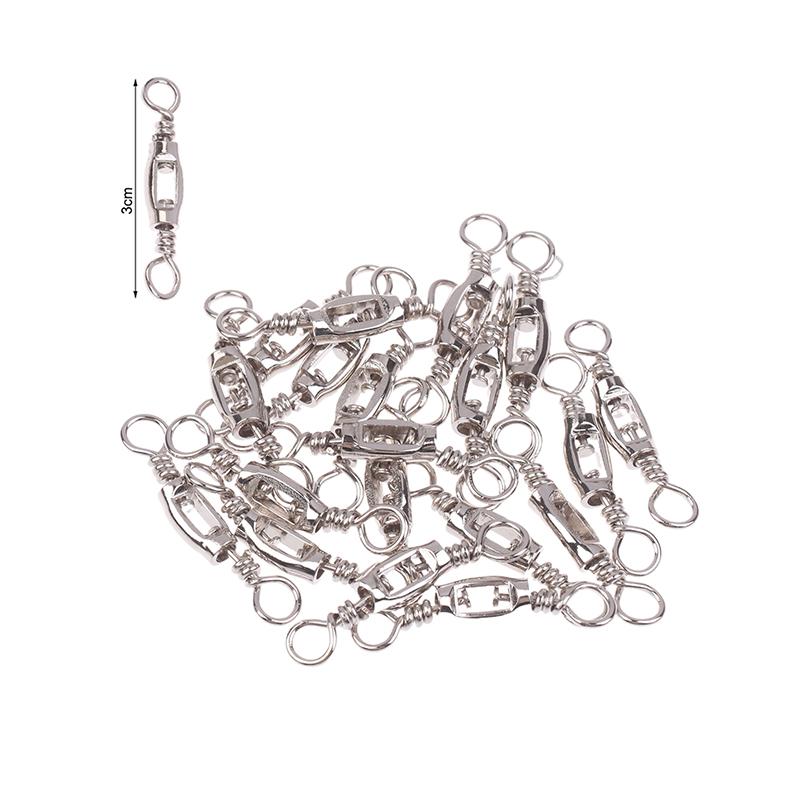New 20Pcs Fishing Universal Swivel Heavy Duty Stainless Steel Swivels Saltwater Fishing Connector Terminal Tackle