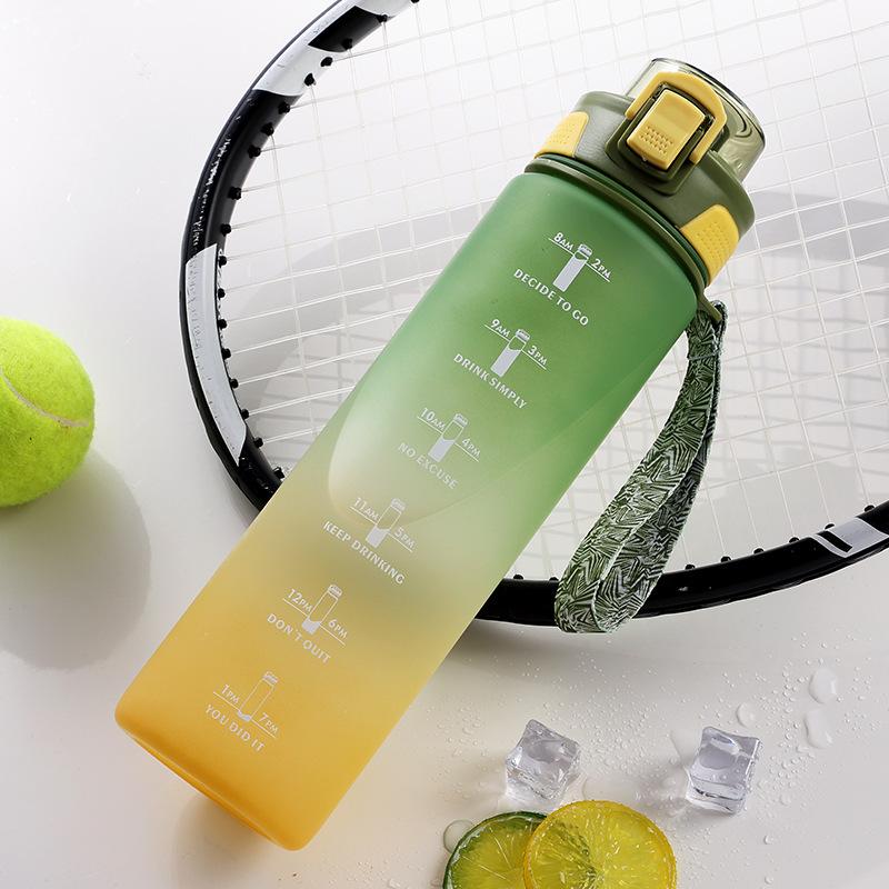 Motivational 1000ml Sport Water Bottle - Leakproof Large Capacity Fitness Jug for Outdoor, Travel & Gym Use