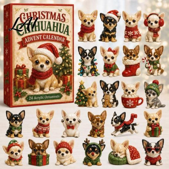 Interactive Holiday Game Animal Advent Calendar 2026 2D Christmas Countdown Box with Collectable Ornament Acrylic Dog Pendants Festive Tree Hanging