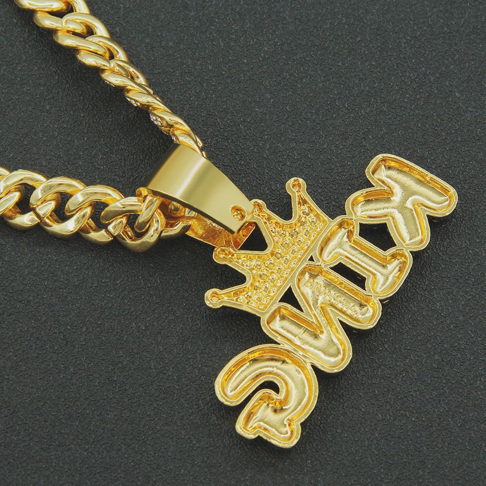 Collier Chaîne Cubaine Pendentif Lettre King Brillant Tendance Hip-Hop pour Homme