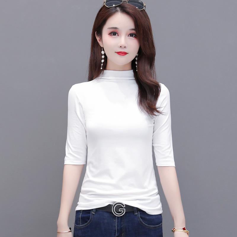 Modal Mid-Sleeve Women's Shirt - 2025 Spring/Summer Style, Five-Seven Sleeve Top, Casual T-Shirt.
