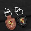 For Porsche Cayenne Panamera Macan 911 Taycan Boxster Cayman 918 Pajun  Leather Car Emblem Keychain Keyring Shield Key Chain