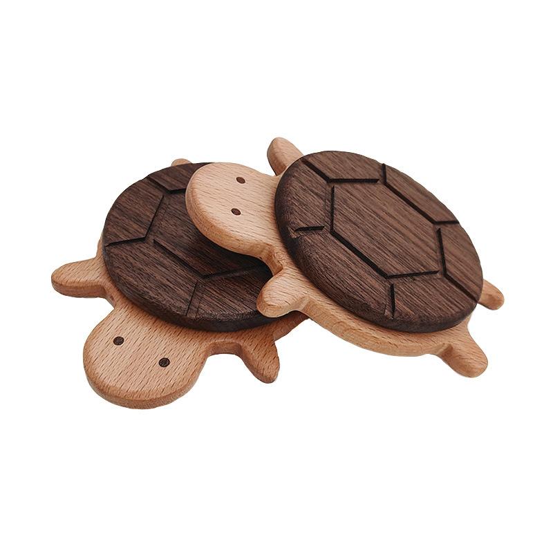 2025 Anti-Scald Cute Tableware Walnut Turtle Tea Coaster - Creative Solid Wood Insulation Mat for Kettle Home Decor Ornament