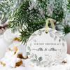 Our First Christmas Married Ornament 2025,Wedding Gifts for Couples Unique Decoration,First Year Newlywed Mr and Mrs Hanging 2.9" Ceramic Round
