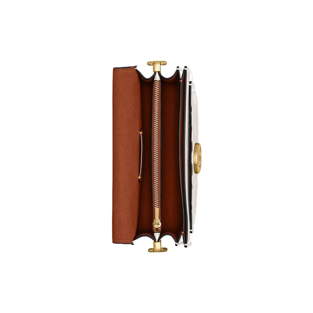 Coach Tabby 20 Embossed Classic Monogram Flap Logo Lock Hardware Patent Leather Handbag Small Women handbag White CM556-B4HA