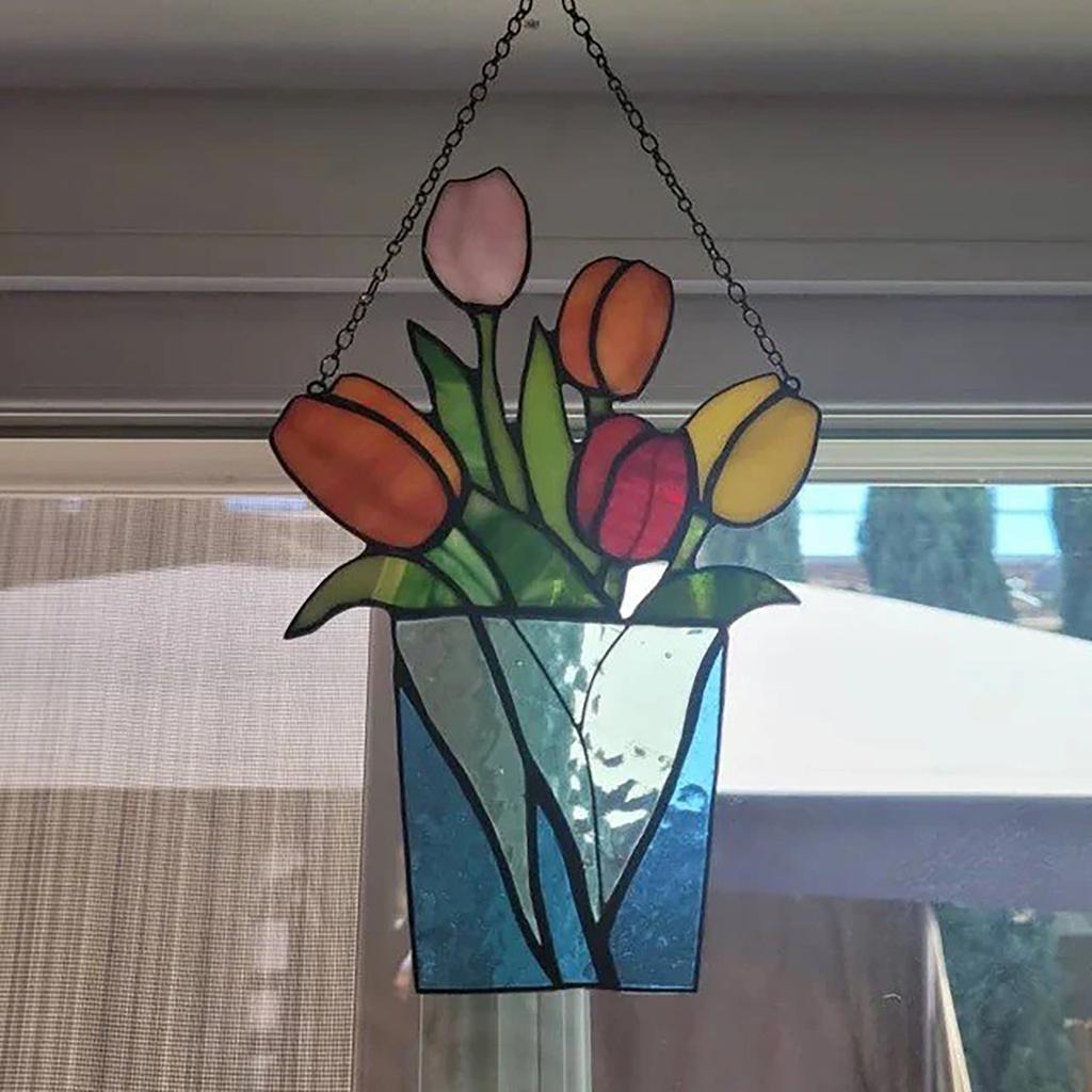Flower Stained Window Hangings Stunning Handicrafts Flower Suncatcher Flower Lovers Thanksgiving Gifts For Window Decor