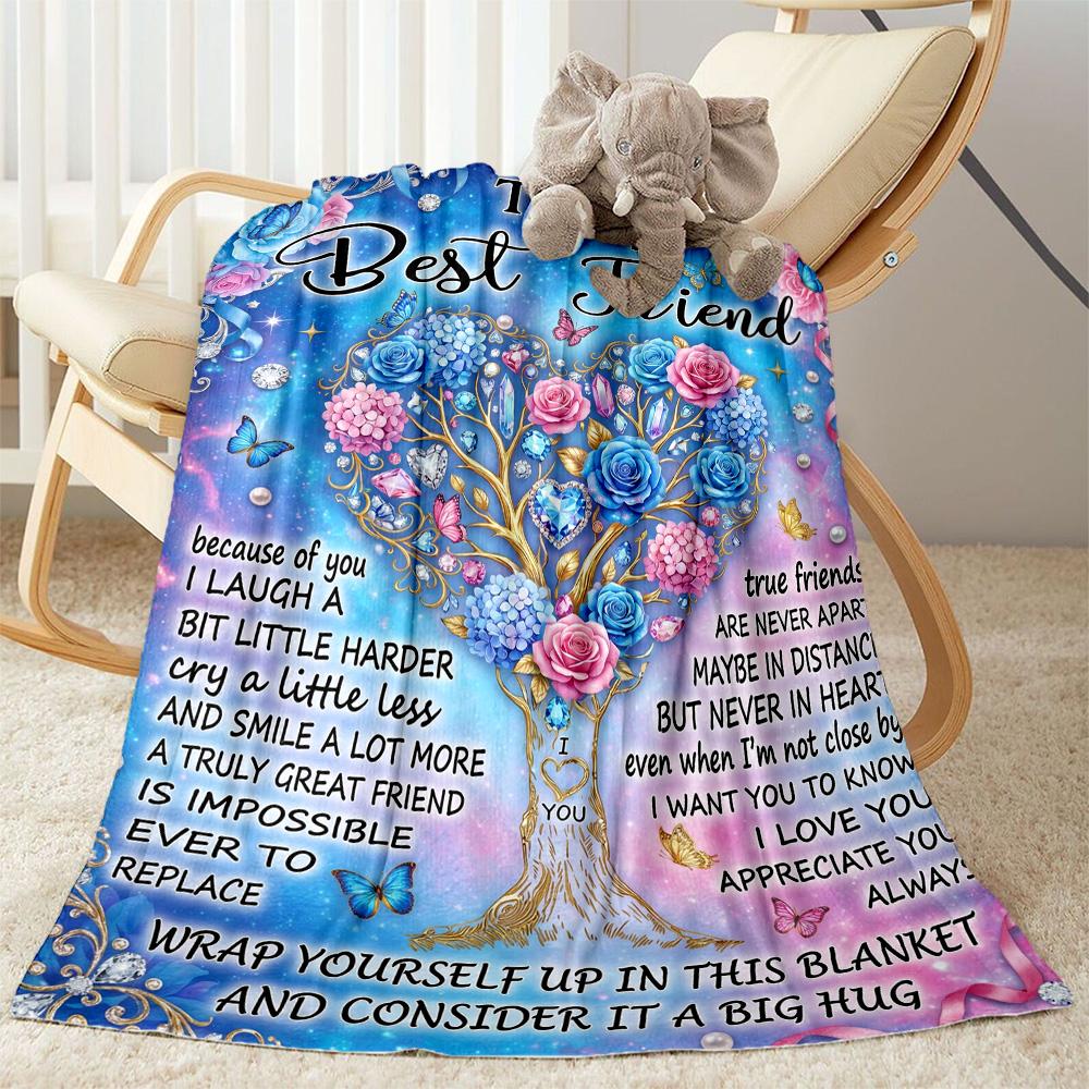Friendship Poem Blanket Blanket Comfortable Great for Chair Seaside Livingroom Four Seasons Multipurpose Modern