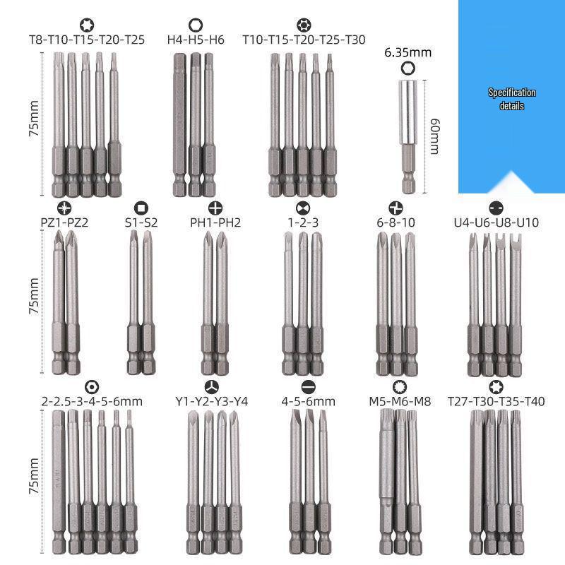 Electric Drill & Bit Tool Set: Phillips, Slotted, Hex, Triangle, Torx & Irregular Bits