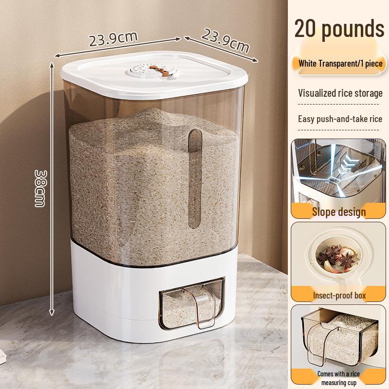 Rotatable Household Rice and Grain Storage Box: Insect & Moisture-Proof, Sealed, Compartmented Bucket