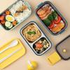 Bento Box Food Container Wheat Straw Material Lunch Box Stainless Steel Leak-Proof