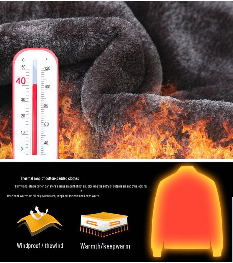 Middle-Aged & Elderly Men's Fleece-Lined Cotton Jacket - Warm, Thick Autumn & Winter Wear for Dad & Grandpa