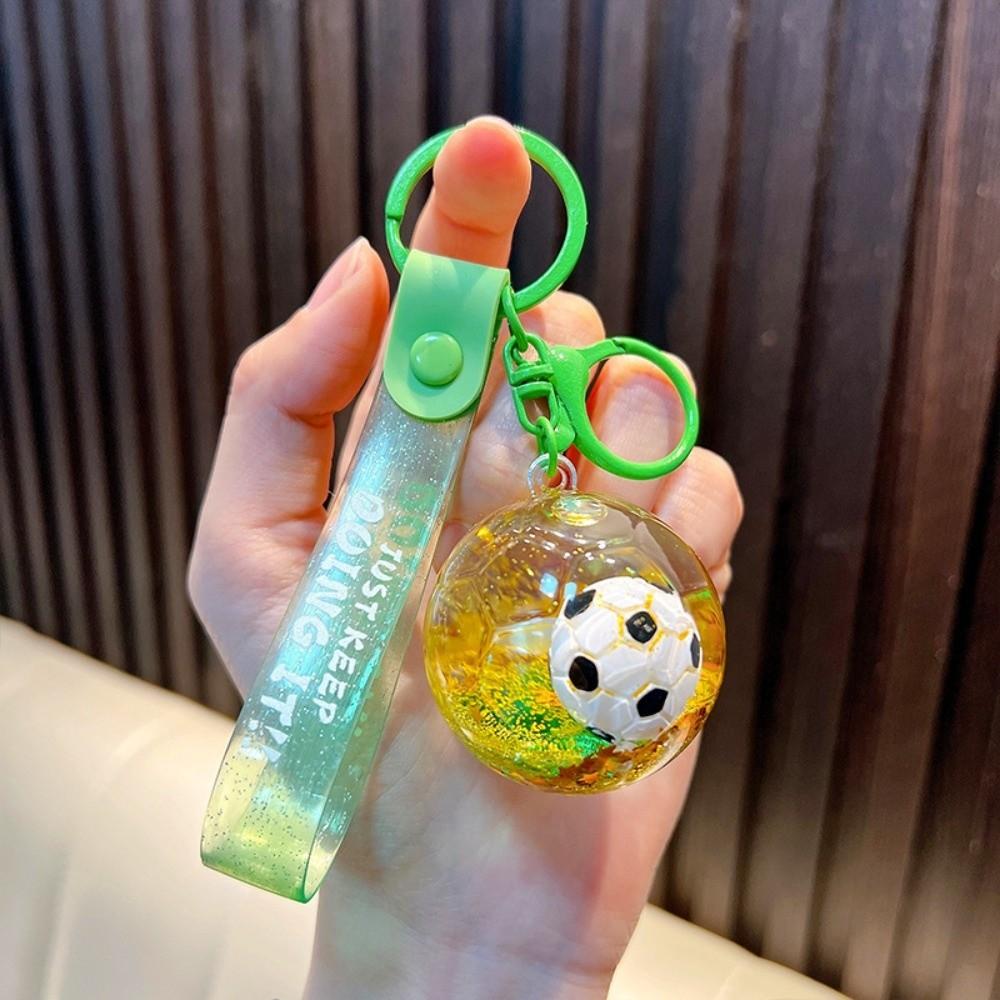 Pendant Soccer Key Chain Candy Color Quicksand Bottle Small Ornament  for Gifts зелёный