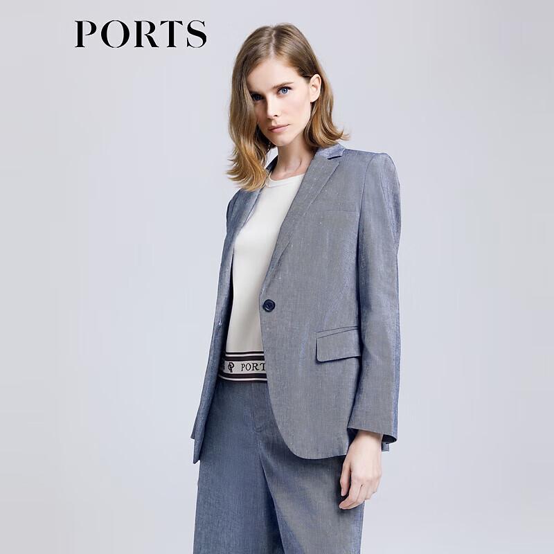PORTS Women's Spring/Summer One-Button Denim Texture Blazer