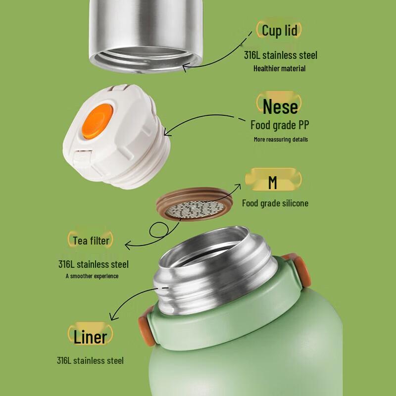 SUPOR 316L Stainless Steel Large Outdoor Insulated Tea Bottle