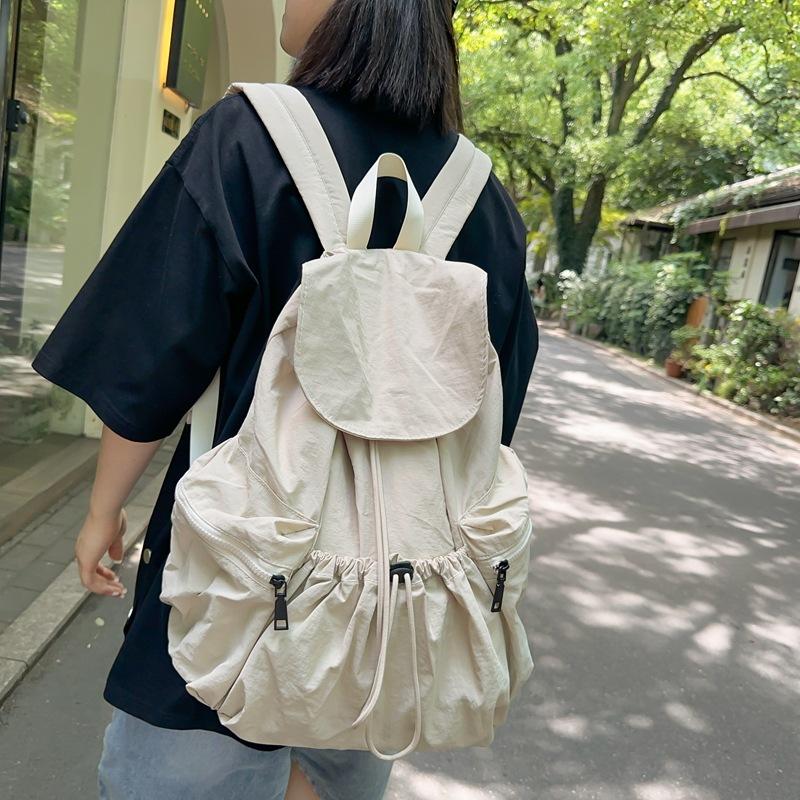 Schoolbag Backpack Large Capacity Drawstring Design Leisure Travel Backpack Lightweight Male and Female College Student School Bag Drawstring Bundle