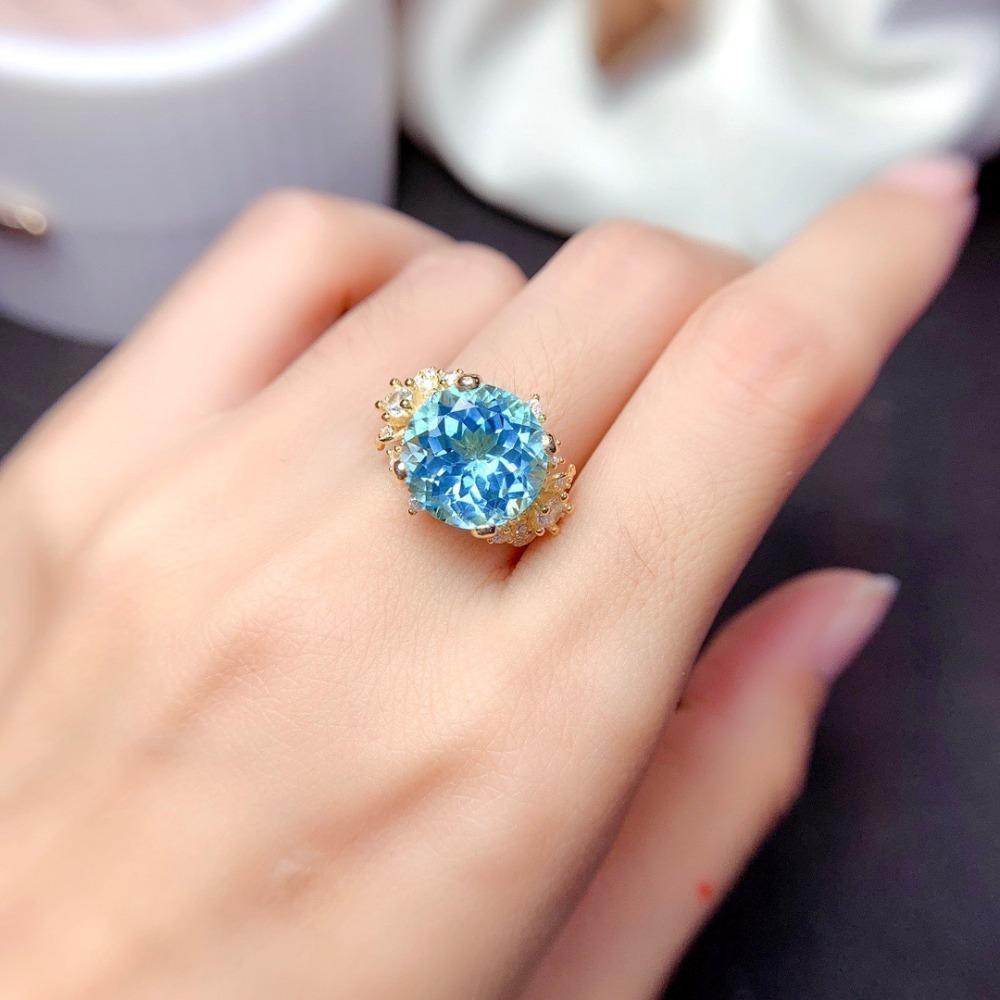 18k Gold Plated Simulated Blue Topaz Gemstone Fashion Adjustable Statement Jewelry