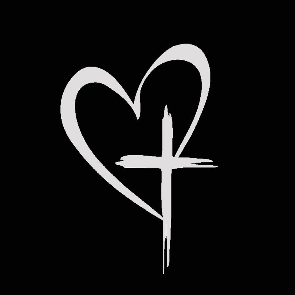 Love Heart Cross Design Car Styling Sticker Waterproof Removable Decal for Rear Window & Bumper Auto Body Art Decoration