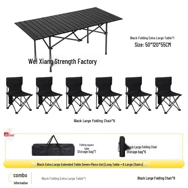 Portable Outdoor Folding Table and Chair Set - Durable Egg Roll Design for Camping, Picnics, & Fishing