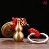 Traditional Chinese Natural Feng Shui Gourd Brass Mental Golden Wu Lou Luo Lu Health Enhance Luck Ornament Home Decor