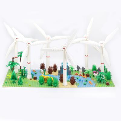 Wind Turbine Small Particle Assembly Building Model Windmill Garden Scene Decoration Diy Building Block