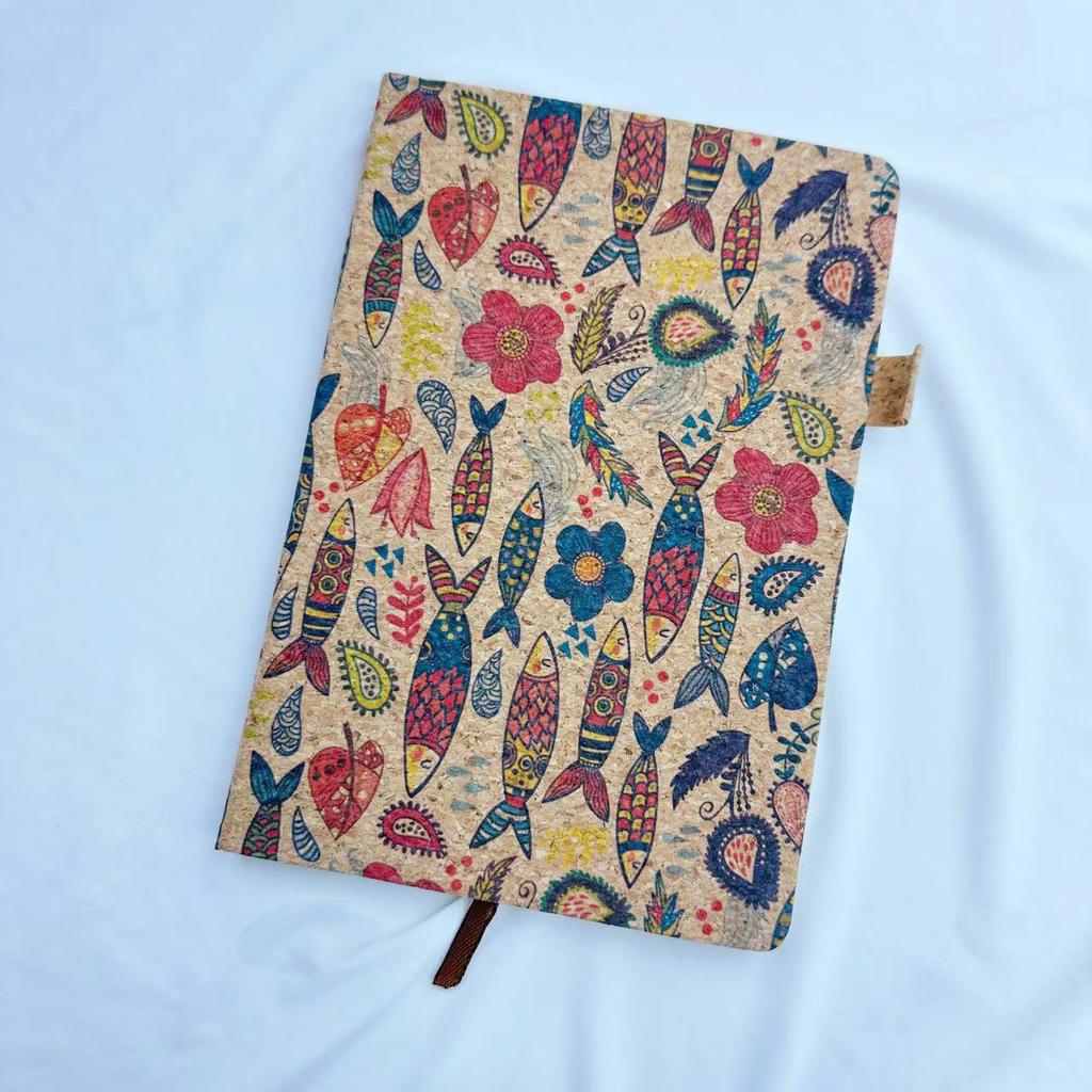 Travel Souvenir Cork Notebook A5 Notepad Retro Pattern