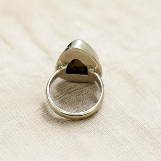 Yellow Copper Turquoise Ring: 925 Sterling Silver Triangle Shaped Gemstone Bohemian Style Ring